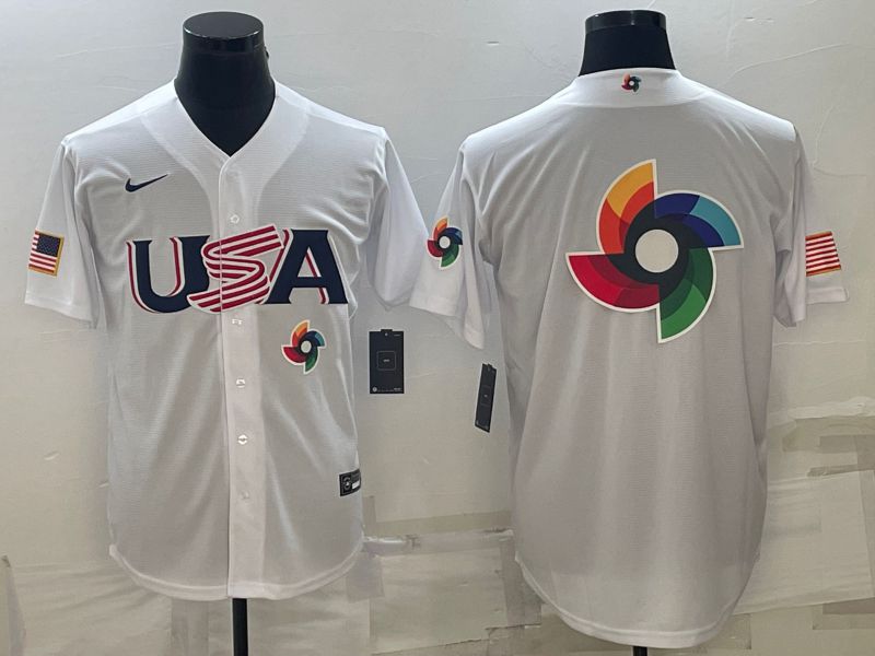 Men 2023 World Cub USA Blank White Nike MLB Jersey6->women mlb jersey->Women Jersey